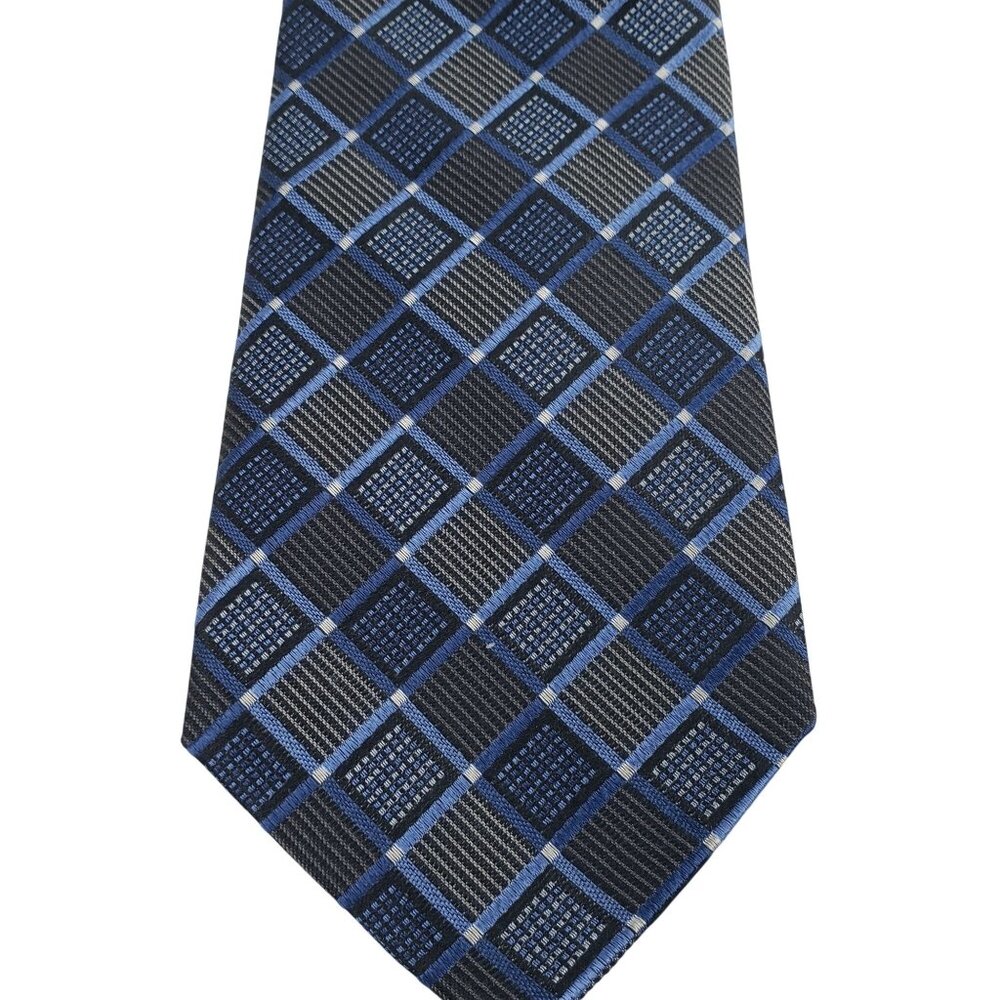 NEW Men's Wearhouse Pronto Uomo Blue Gray Geometric Men Necktie 64" x 3"